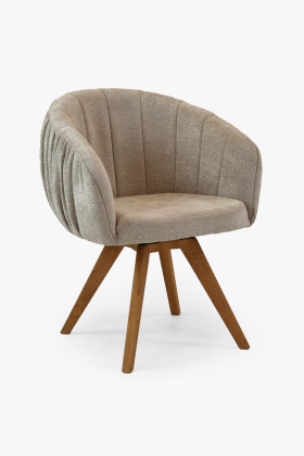 Forgatható tölgyfa lábú szürke bársonyos karosszék modern dizájnban